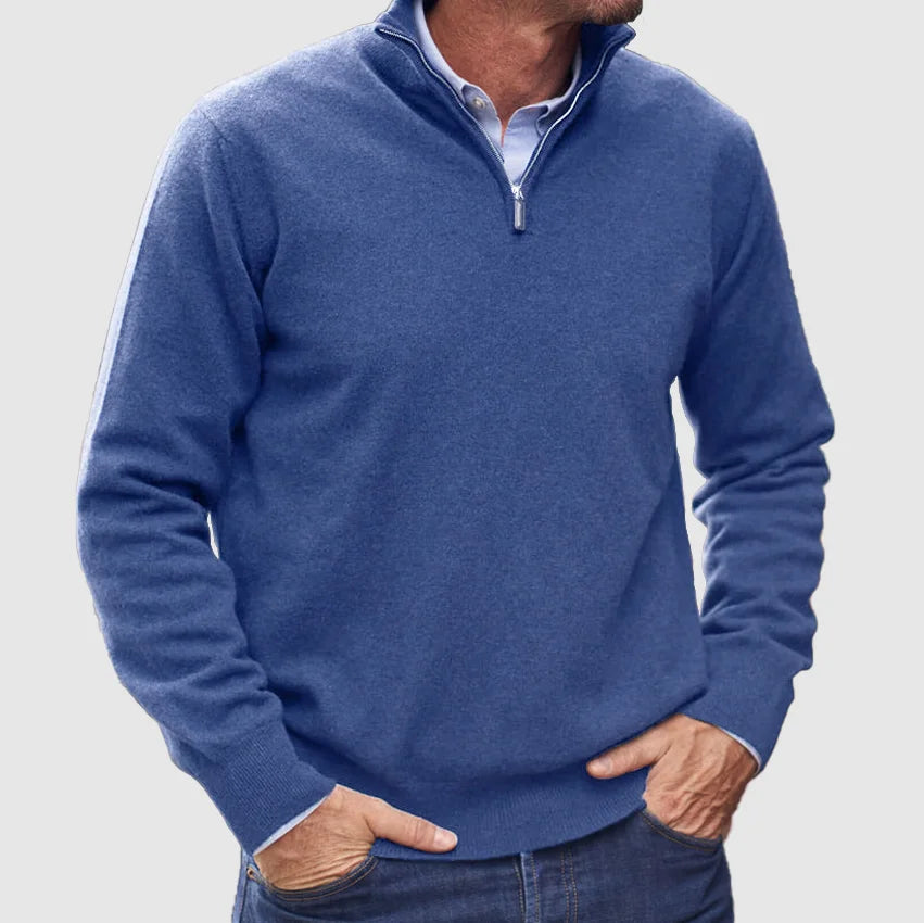 Herren Kaschmirpullover Mit Reißverschluss Im Italienischen Design