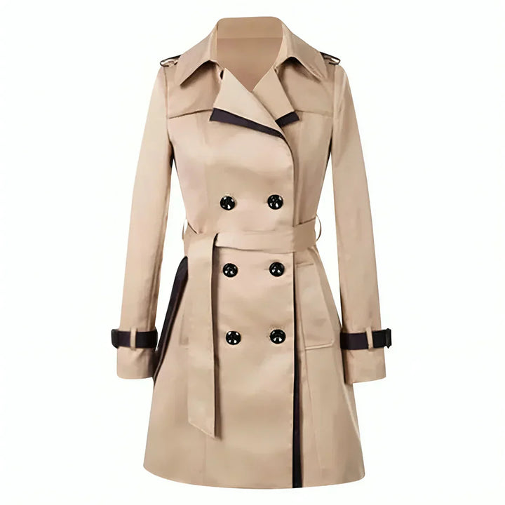 Damen Trenchcoat Lang Mit Klassischem Design