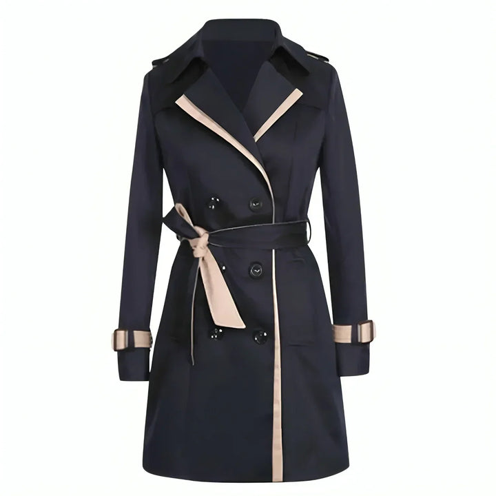 Damen Trenchcoat Lang Mit Klassischem Design