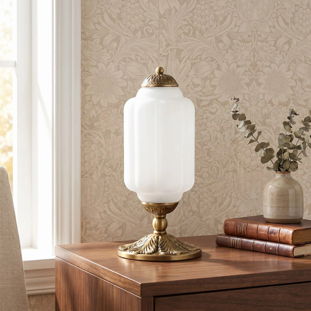 Table Lamp Glass Textured Cream Retro Design