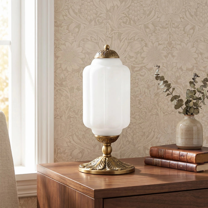Table Lamp Glass Textured Cream Retro Design