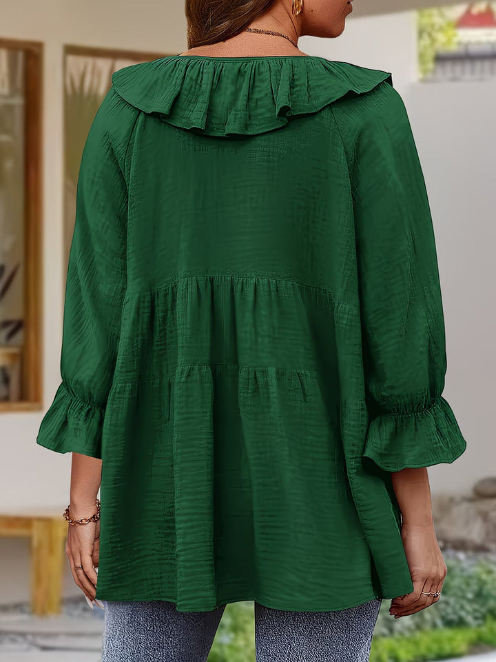 Elegant Ruffled Neckline Blouse for Women