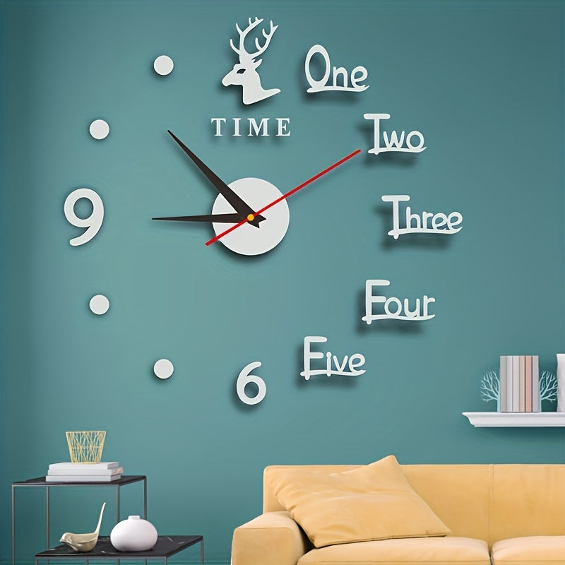 Moderne DIY-Wanduhr im Elch-Design aus Acryl für Wohnzimmer und Schlafzimmer