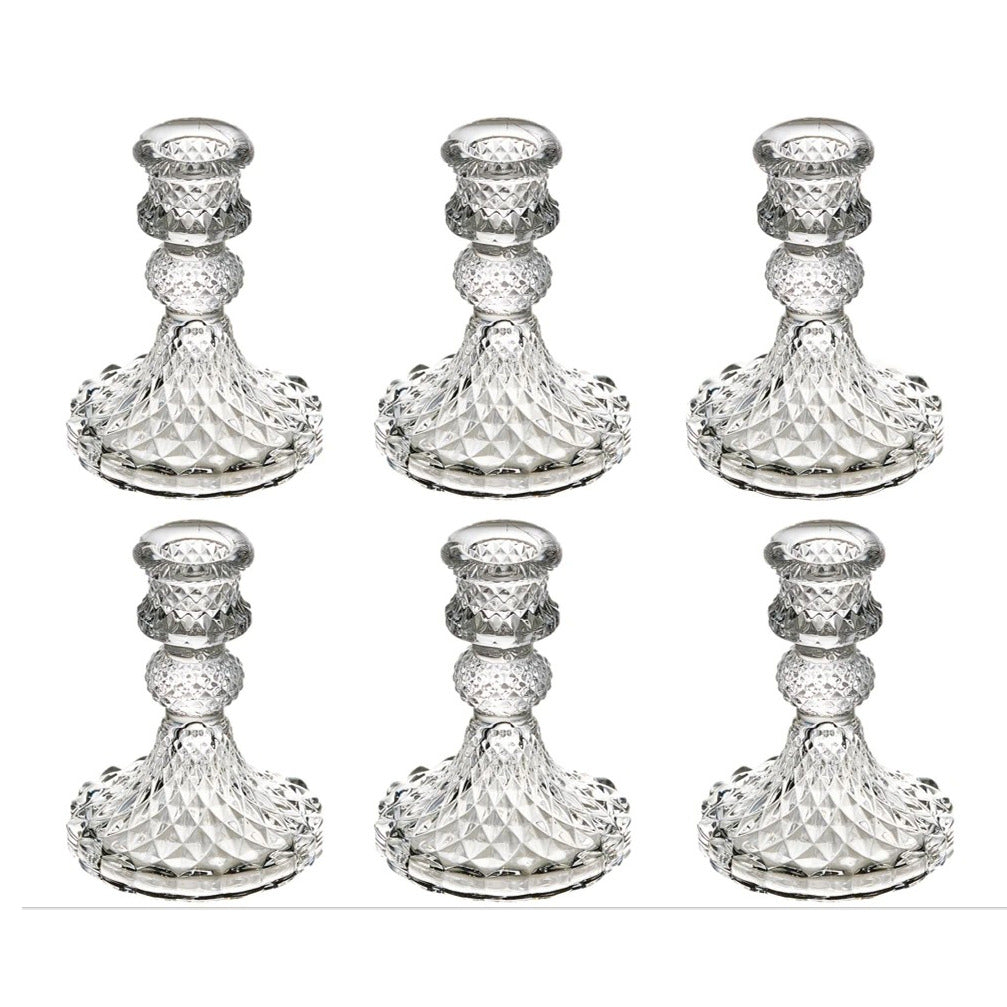 Kristallglas Kerzenhalter Set mit 6 Vintage
