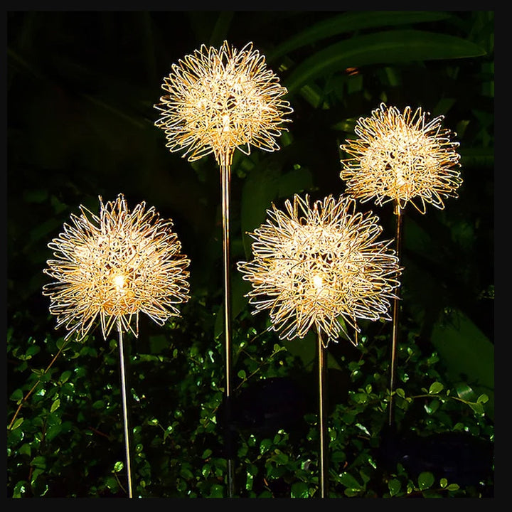 Solar-LED-Gartenlampe Löwenzahn-Design auf Stab