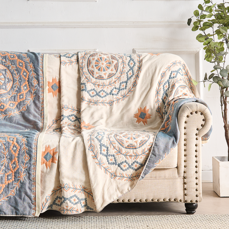 Baumwolldecke Mandala – Boho Plaid mit Baumwollstoff