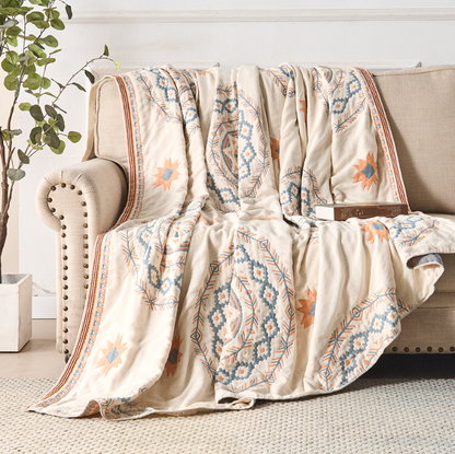 Baumwolldecke Mandala – Boho Plaid mit Baumwollstoff