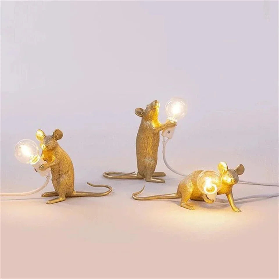 Verspielte Maus-Tischlampe – Kreatives Wohnaccessoire in Gold, Weiß oder Schwarz