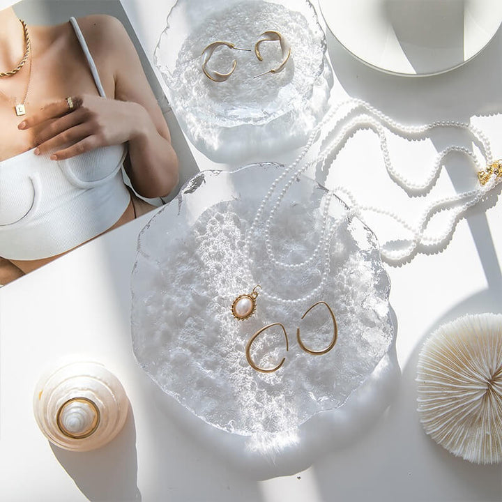 Schmucktablett aus Glas mit Blasendesign
