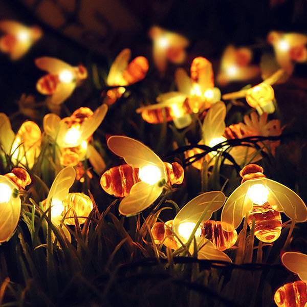 Lichterkette mit Honigbienen-Design