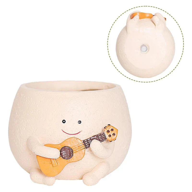 Verspielter Pflanztopf aus Harz im Smiley-Design für den Innenbereich