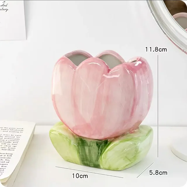 Keramik Stifthalter Blumenmotiv