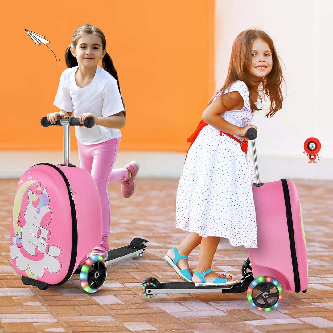 Kinder 2-in-1 Scooter-Koffer mit LED-Rädern