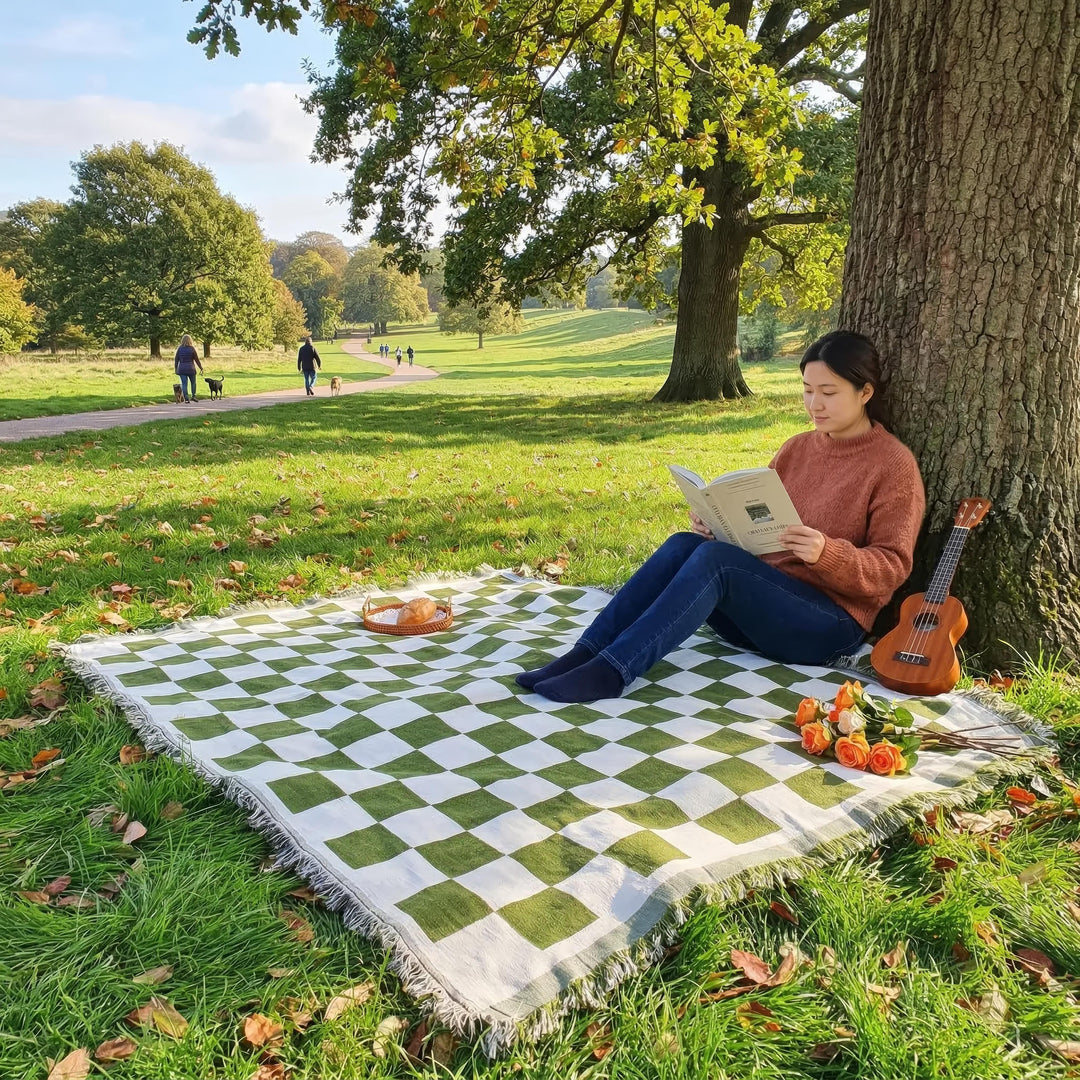 Picknickdecke aus weichem Mikrofaser mit kariertem Design