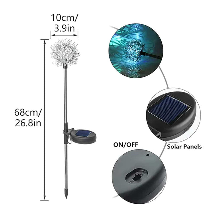 Solar-LED-Gartenlampe Löwenzahn-Design auf Stab