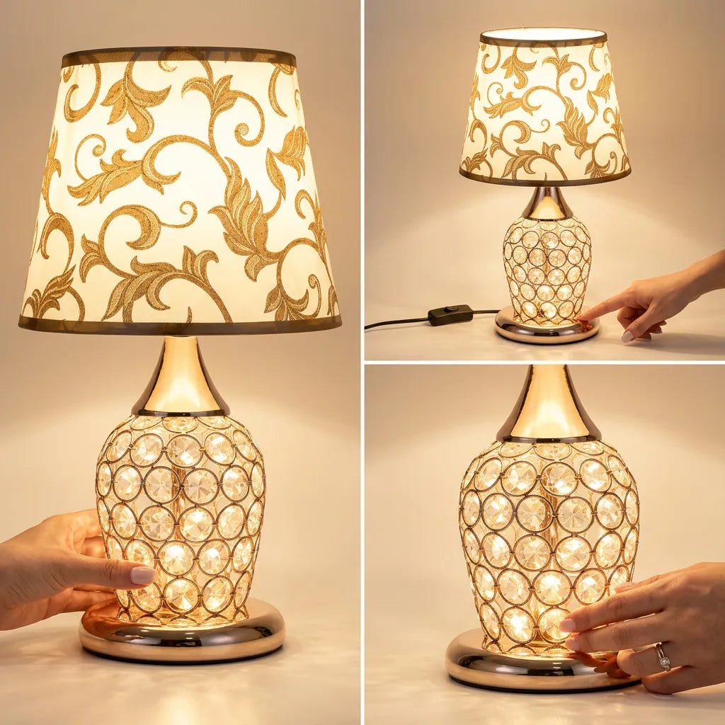 Kristalldesign-Nachttischlampe als stilvolle Schlafzimmerbeleuchtung