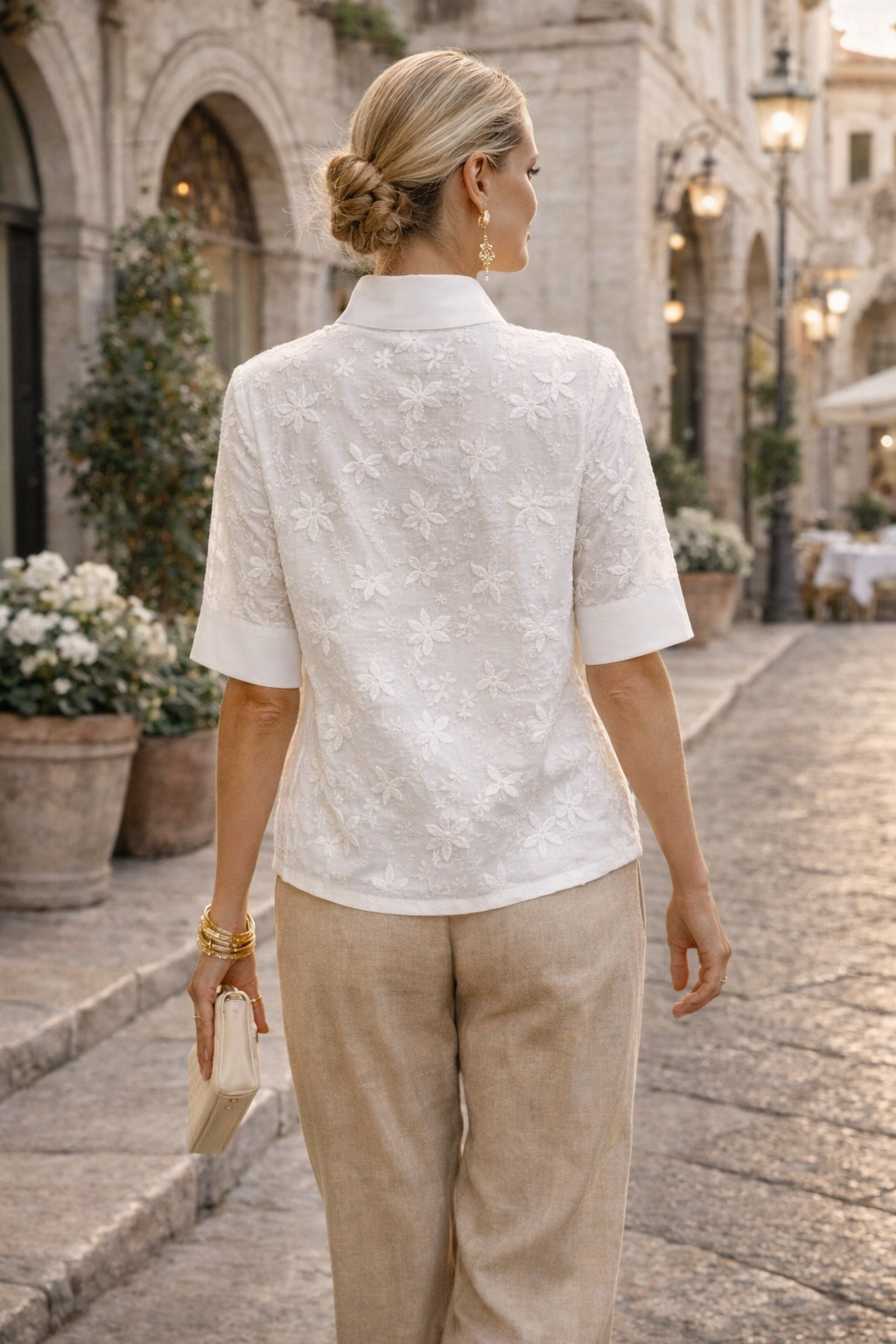 Floral Print Short Sleeve Blouse for Women