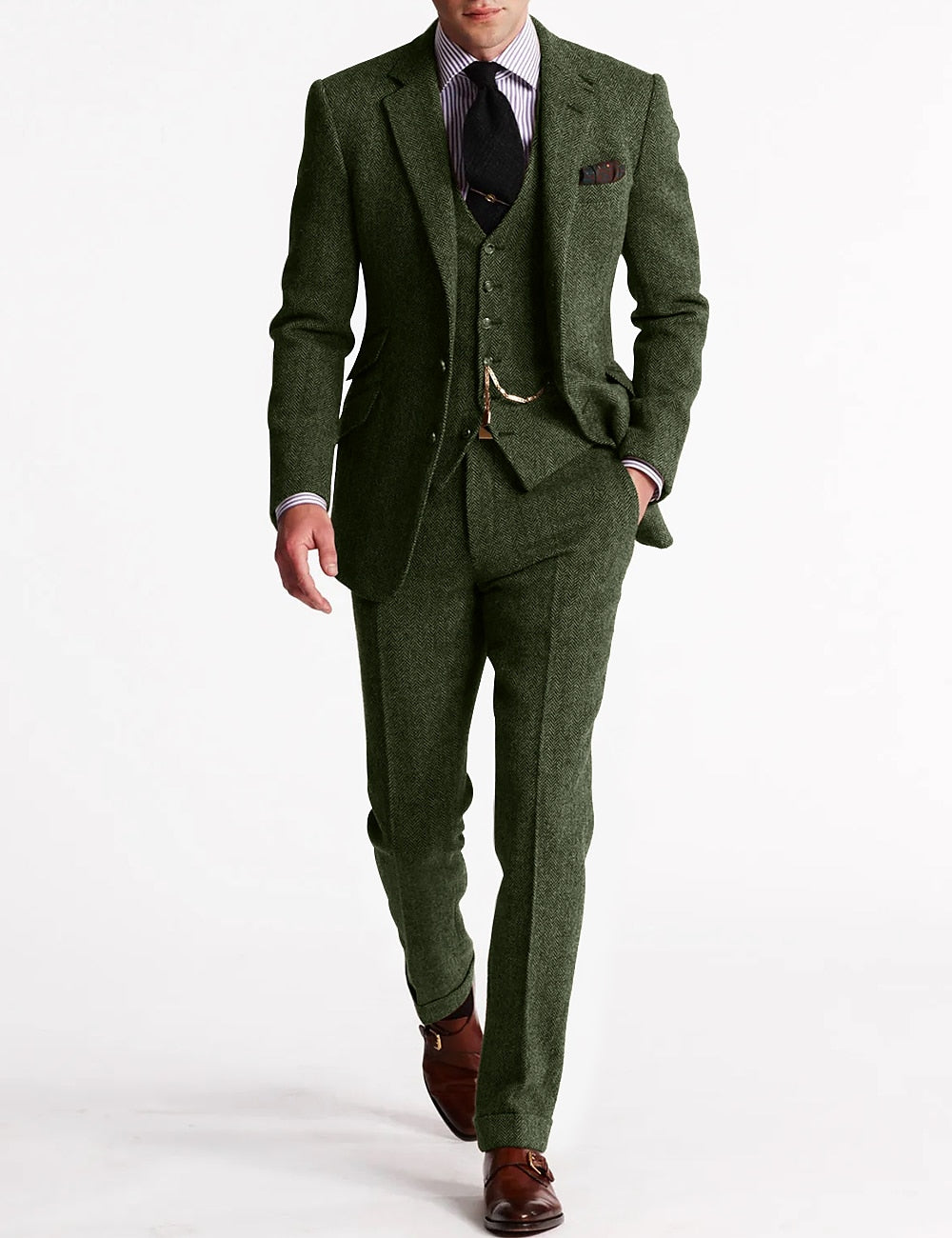Herren Anzug Dreiteilig Im Vintage Retro Stil