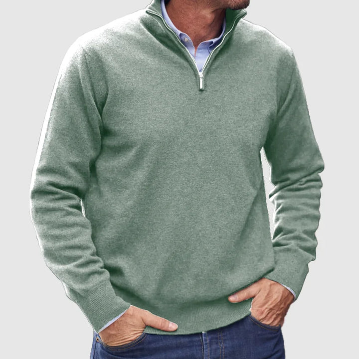 Herren Kaschmirpullover Mit Reißverschluss Im Italienischen Design