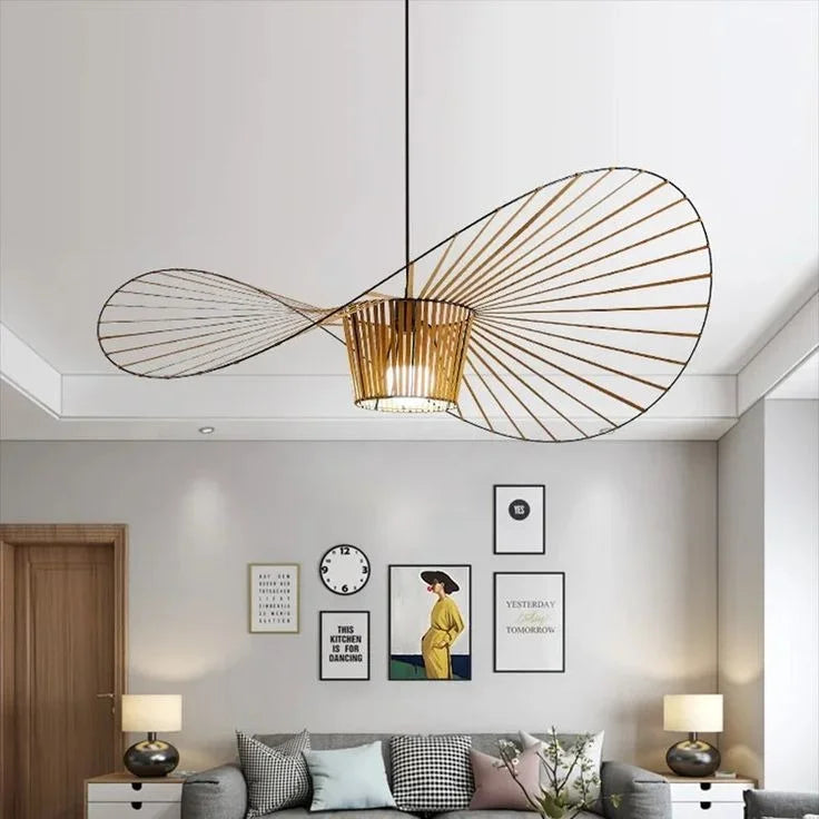 LED Pendelleuchte Vertigo im Strohhut-Design – vintage, modern & leicht