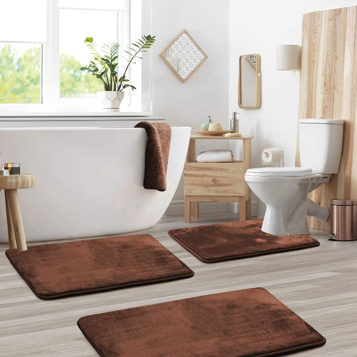 Weiches 3-teiliges Badematten-Set – Memory-Schaum & Rutschfest