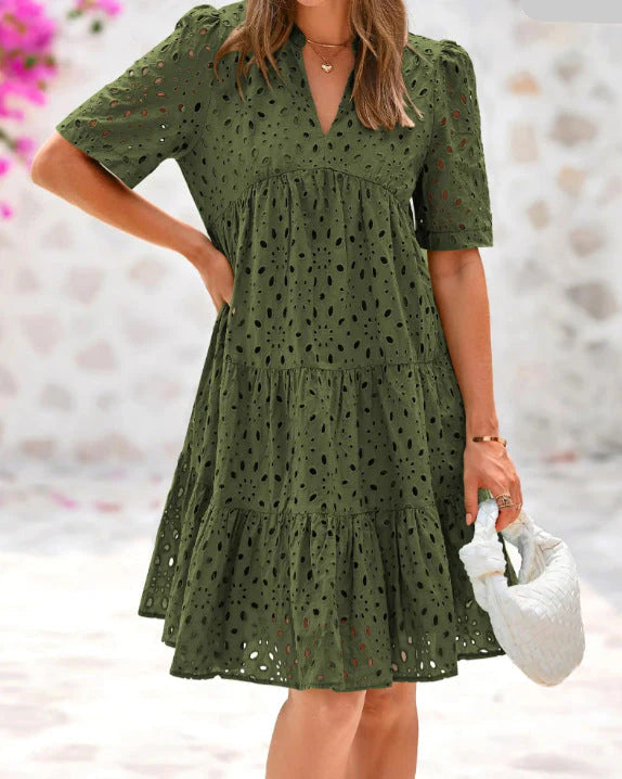 Elegant Summer Dress with Lace Ruffles for Women