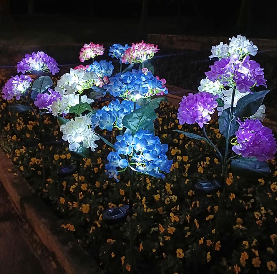 Solar-Gartenleuchten mit solarbetriebenem Hortensien-Design