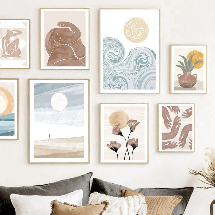 Leinwand-Wandkunst Boho Aquarelldruck-Set