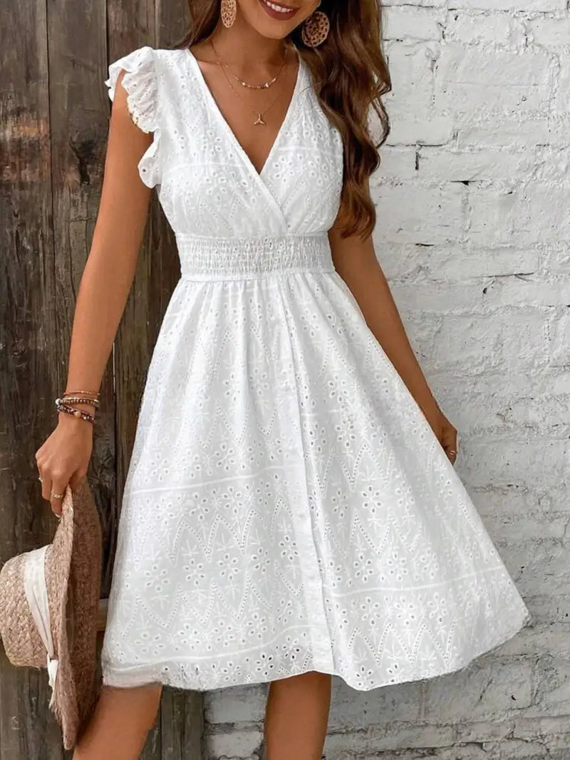 Flutter Sleeve Dress with Flowing Silhouette