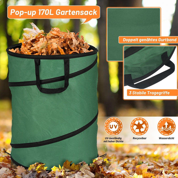 Zwei faltbare Gartensäcke für Laub und Gartenabfälle im Garten