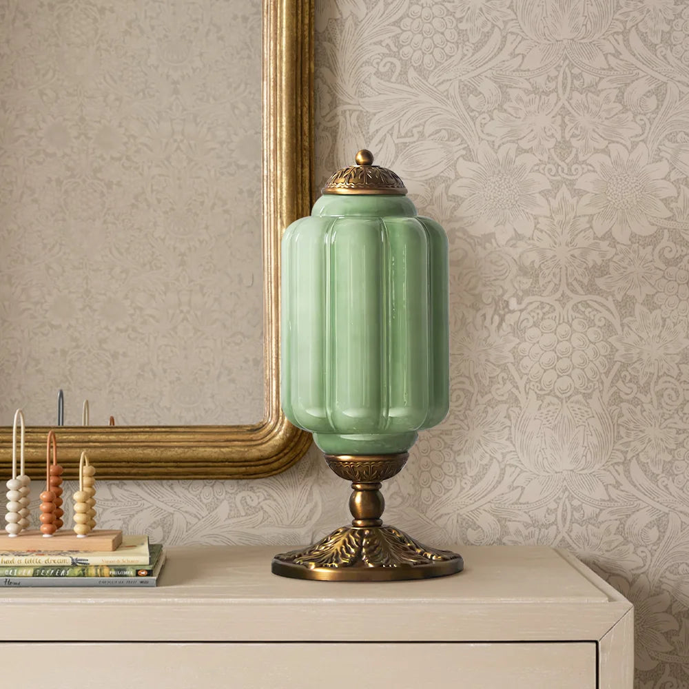 Table Lamp Glass Textured Cream Retro Design