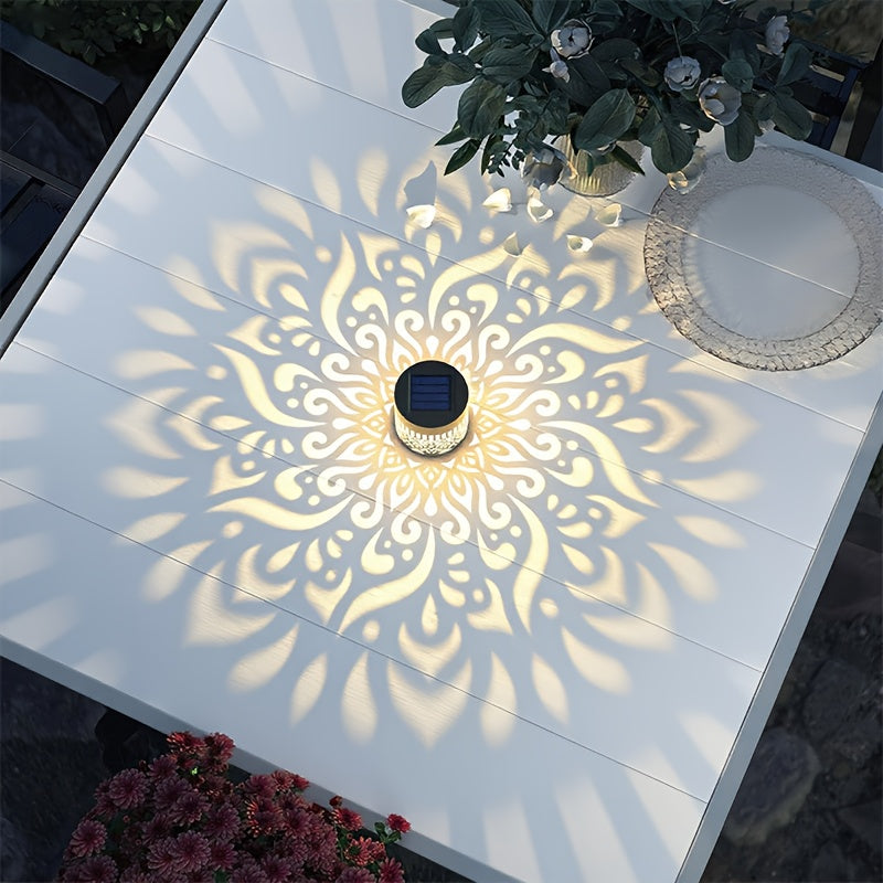 Solar Außenwandleuchten mit dekorativem Muster und warmem Licht