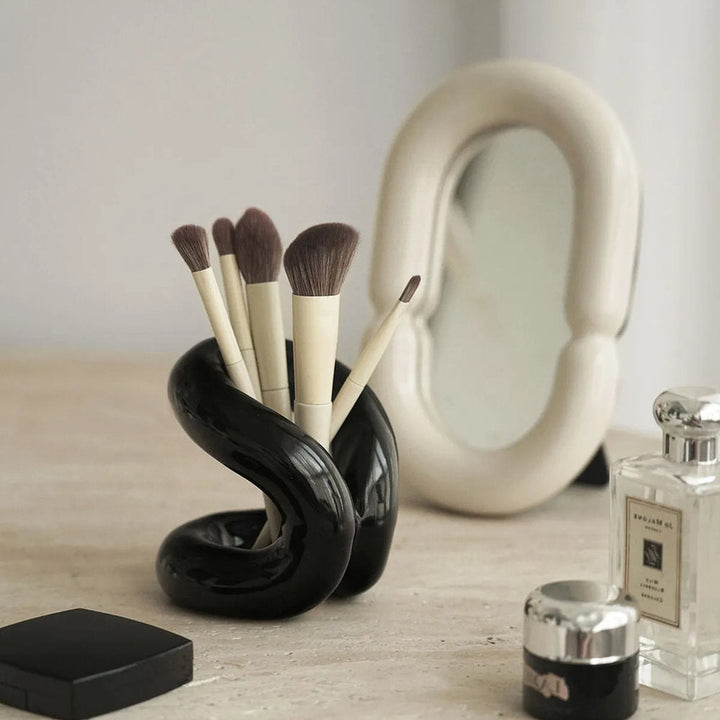 Keramik Make-up Pinselhalter geschwungenes Design