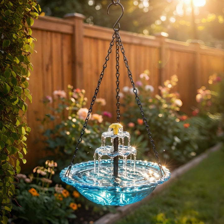 Solarhängender Brunnen mit zweistufigem Wasserfall