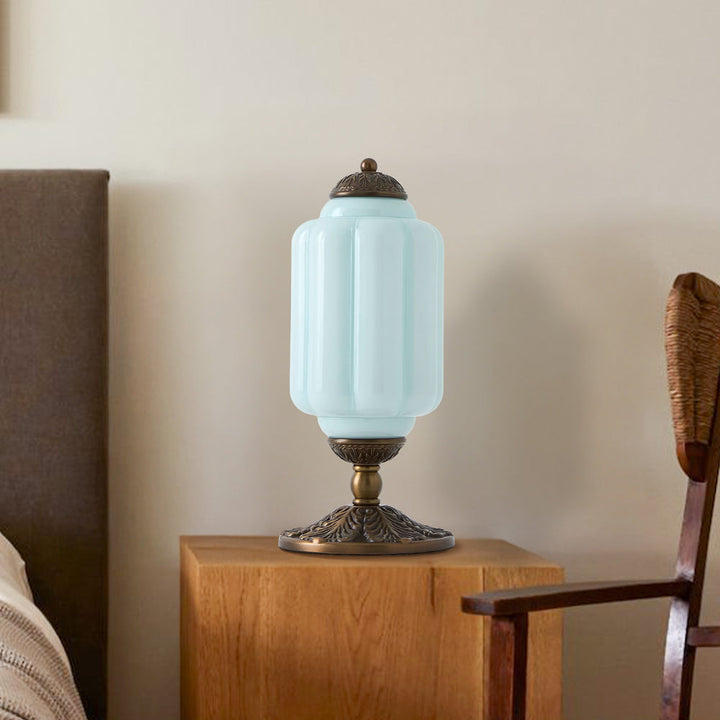 Table Lamp Glass Textured Cream Retro Design