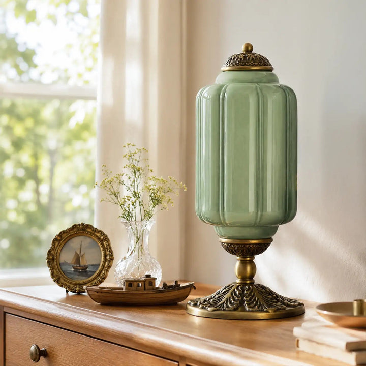 Table Lamp Glass Textured Cream Retro Design