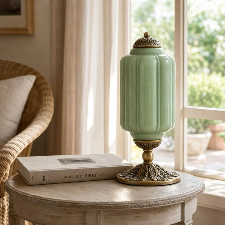 Table Lamp Glass Textured Cream Retro Design