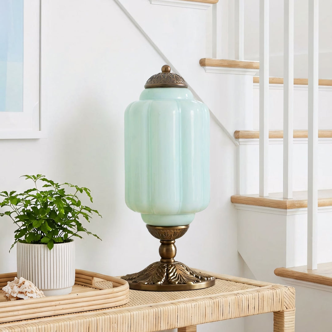 Table Lamp Glass Textured Cream Retro Design