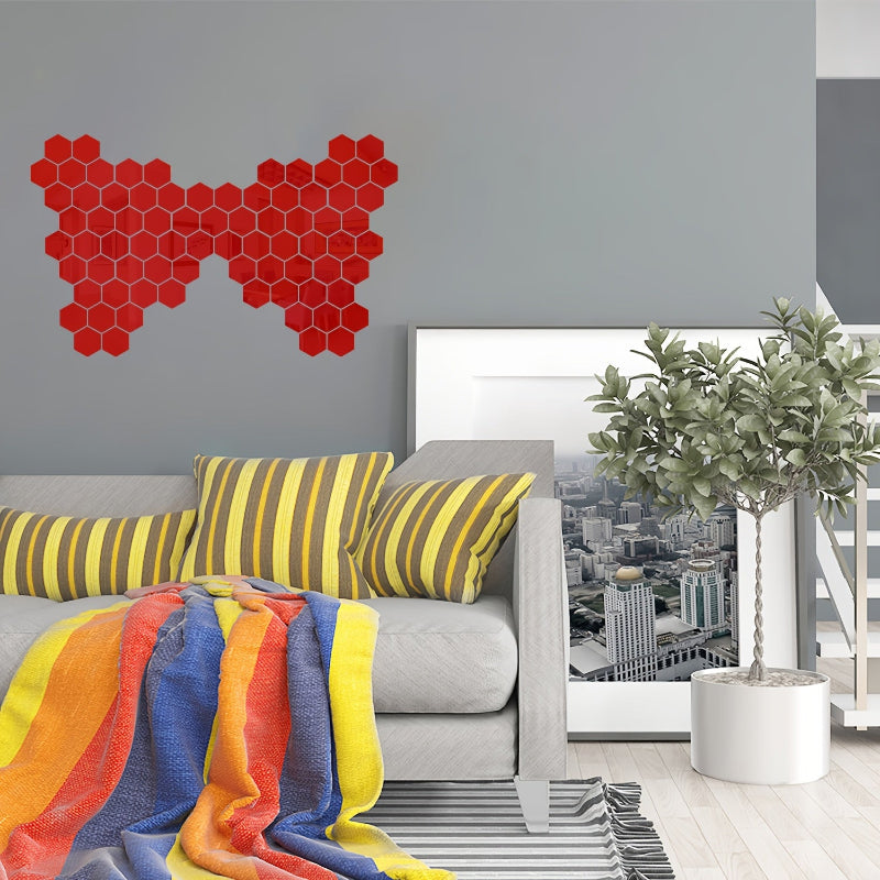 72-teiliges hexagonales Acryl-Spiegel-Wandsticker-Set für DIY-Dekoration