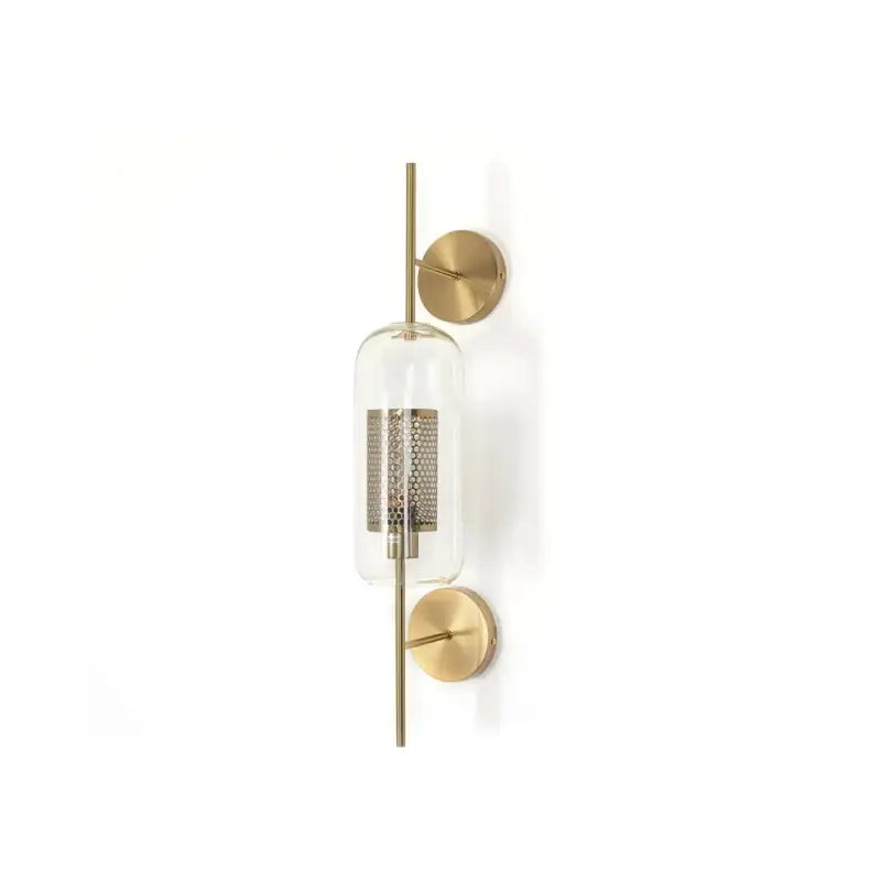 Wandlampe mit Waben-Glaskugel – Modernes Design mit Messingrahmen