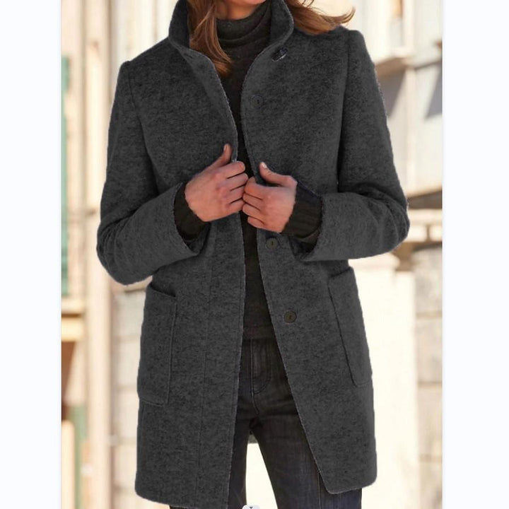 Damen Wollmantel Mit Retro Knopfleiste Im Klassischen Design
