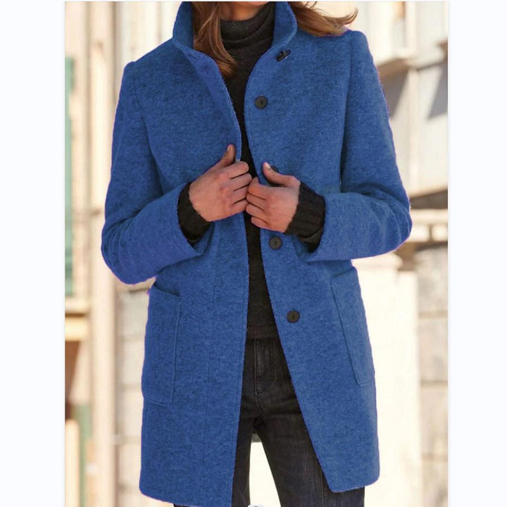 Damen Wollmantel Mit Retro Knopfleiste Im Klassischen Design