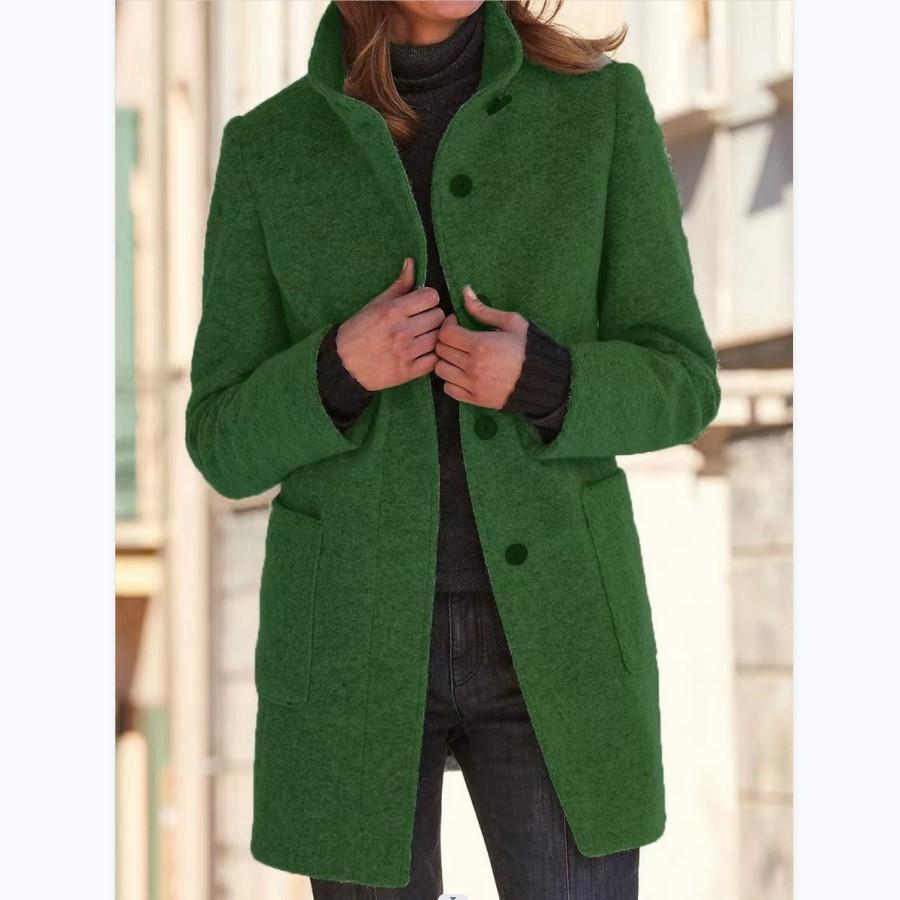 Damen Wollmantel Mit Retro Knopfleiste Im Klassischen Design