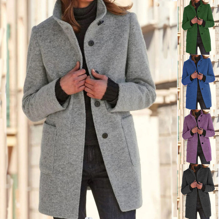 Damen Wollmantel Mit Retro Knopfleiste Im Klassischen Design