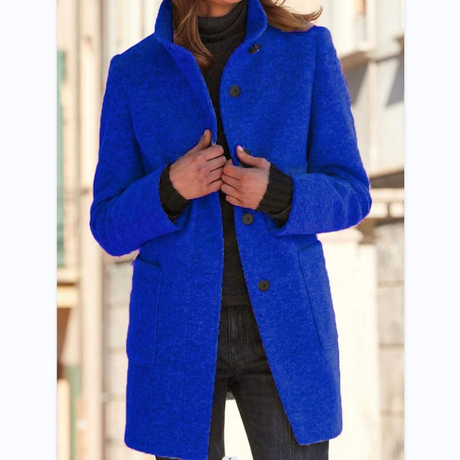 Damen Wollmantel Mit Retro Knopfleiste Im Klassischen Design