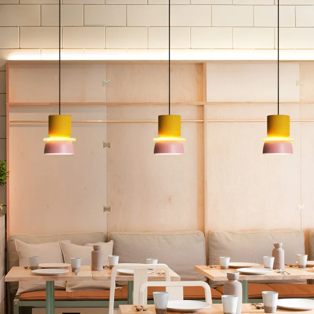 Farbige Macaron LED-Pendelleuchte