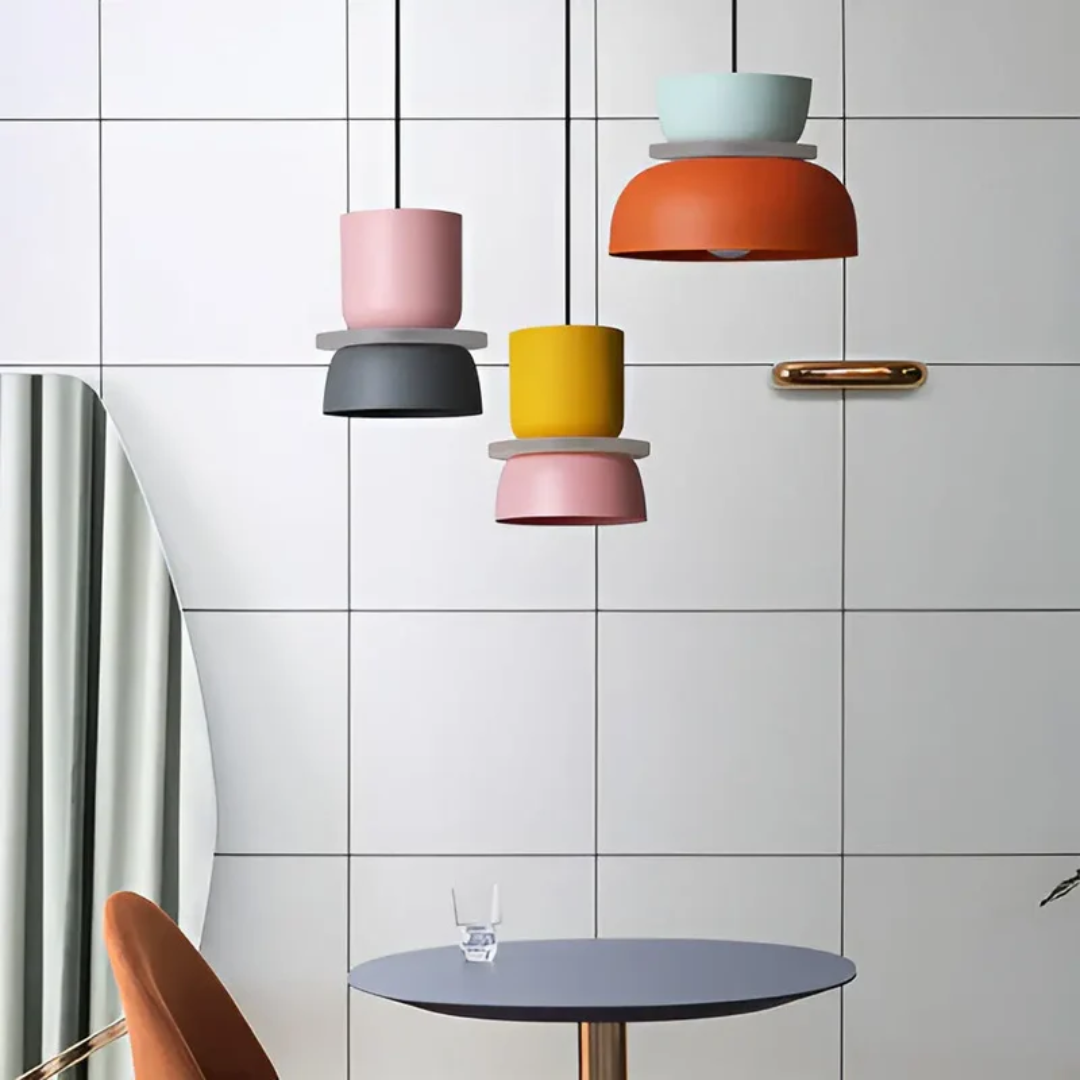 Farbige Macaron LED-Pendelleuchte