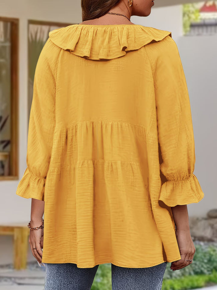 Elegant Ruffled Neckline Blouse for Women