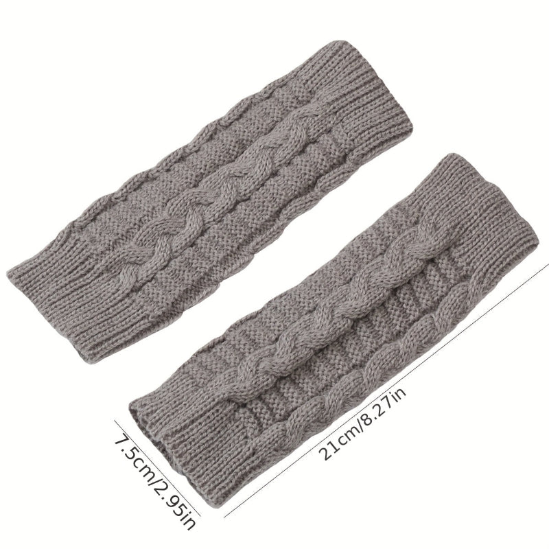 Monochrome gestrickte Halbfingerhandschuhe aus Acryl mit Touchscreen-Funktion