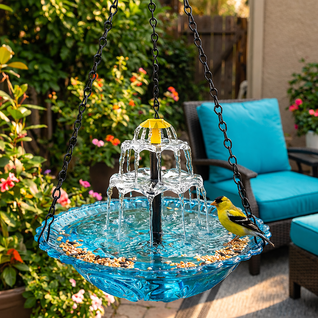 Solarhängender Brunnen mit zweistufigem Wasserfall